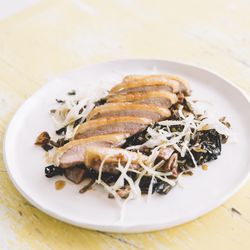 Duck — wild rice, sauerkraut, black trumpet mushroom