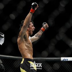 Alexandre Pantoja celebrates at UFC Fight Night 113 on Sunday at the The SSE Hydro in Glasgow, Scotland.