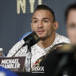 Michael Chandler answers a question at the Bellator NYC press conference.