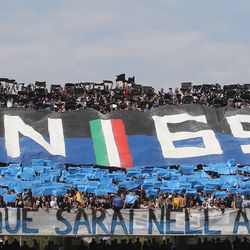 Supporters of Inter during the Serie A match between Benevento Calcio and FC Internazionale at Stadio Ciro Vigorito on October 1, 2017 in Benevento, Italy.