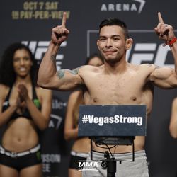 Ray Borg poses at UFC 216 weigh-ins.
