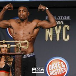 Phil Davis poses at Bellator NYC weigh-ins.