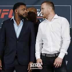 Michael Johnson and Justin Gaethje square off at TUF 25 Finale media day.
