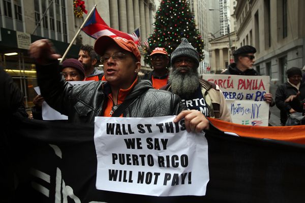 An anti–Puerto Rico austerity protest on December 2, 2015, in New York.