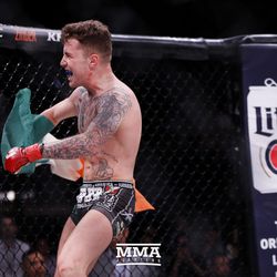 James Gallagher celebrates the win at Bellator NYC.