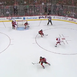 Screen #3 - 11/25 - In OT, Andy Greene is in between Mike Green and Cory Schneider.  It didn’t help.