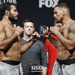 Rafael Natal and Eryk Anders square off at UFC on FOX 25 weigh-ins.