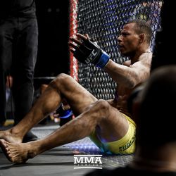 Alex Oliveira looks for his family at UFC on FOX 25.