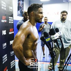 Dennis Bermudez speaks to media at UFC on FOX 25 open workouts Thursday at UFC Gym in New Hyde Park, N.Y.