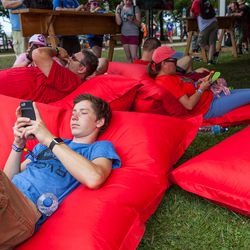 Downtime at the team Valor tent