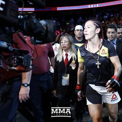 Cris Cyborg makes her way to cage at UFC 214.