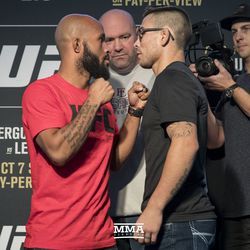 Demetrious Johnson and Ray Borg square off at UFC 216 media day.