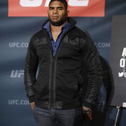 Alistair Overeem poses at UFC 213 media day.