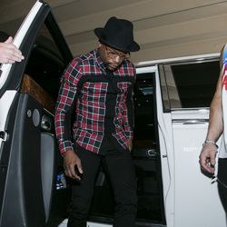 Floyd Mayweather gets out of his car Tuesday.