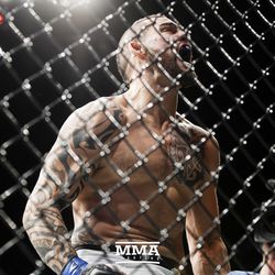 Santiago Ponzinibbio roars in victory at UFC Fight Night 113 on Sunday at the The SSE Hydro in Glasgow, Scotland.