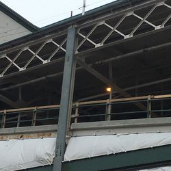 Closeup view of ramps on the south face of the ballpark