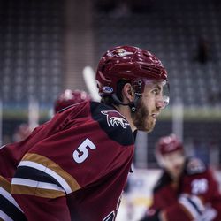<strong>Jarred Tinordi</strong> gets in the zone during warm-ups