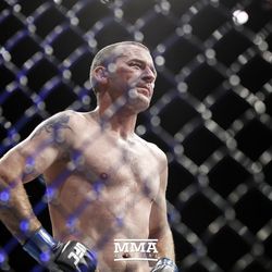 Neil Seery recovers at UFC Fight Night 113 on Sunday at the The SSE Hydro in Glasgow, Scotland.