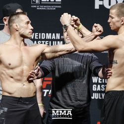 Kyle Bochniak and Jeremy Kennedy square off at UFC on FOX 25 weigh-ins.