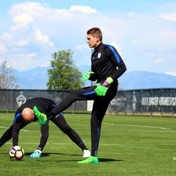 No, Ethan Horvath is not <strong>actually</strong> kicking Brad Guzan in the head.
