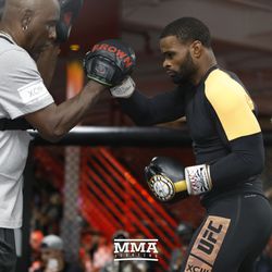 Tyron Woodley shows off his striking.