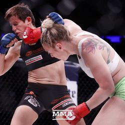 Heather Hardy lands a right at Bellator NYC.