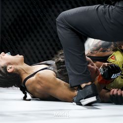 Mara Romero Borella celebrates her win at UFC 216.