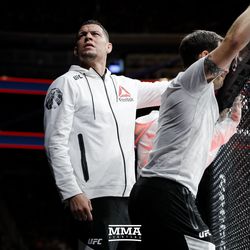 Nate Diaz gets ready for buddy Gilbert Melendez’s fight at UFC 215.