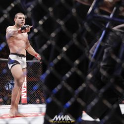 Paolo Borrachinha taunts his opponent at UFC 212.