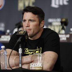 Chael Sonnen listens to a question at the Bellator NYC press conference.