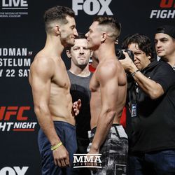 Chris Wade and Frankie Perez square off at UFC on FOX 25 weigh-ins.