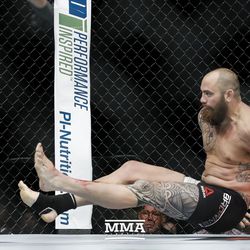 Travis Browne gets knocked down at UFC 213.