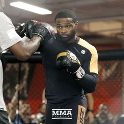 Tyron Woodley shows off his striking.