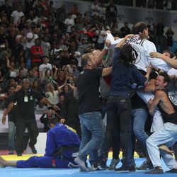 Roger Gracie celebrates the win with family and friends at Gracie Pro