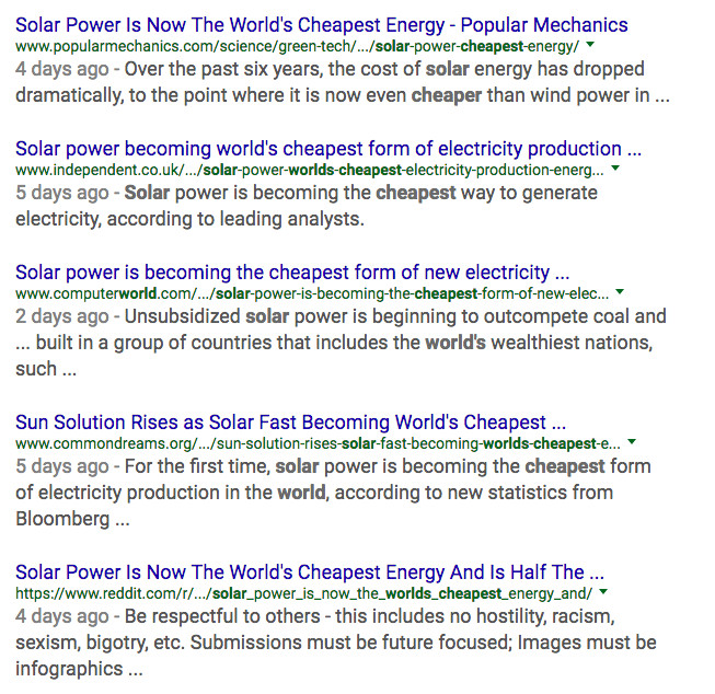 google news: solar is cheapest!