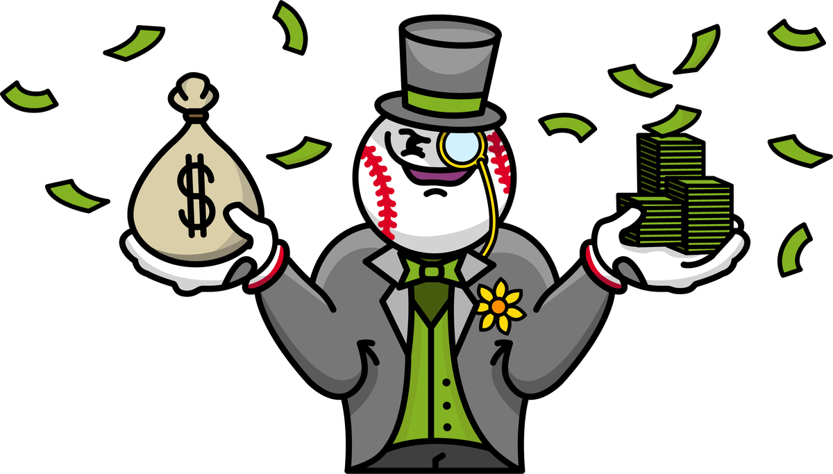 Cartoon of greedy baseball