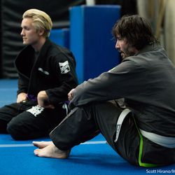 Keanu Reeves observing instructor’s technique. Reeves isn’t training for a specific film, at this moment, he is training to grow as a martial artist.