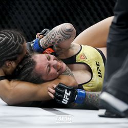 Mara Romero Borella sinks in the rear-naked choke at UFC 216.
