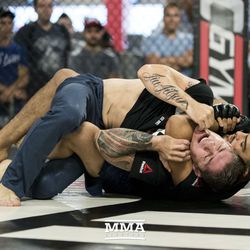 Kelvin Gastelum gets some grappling in at UFC on FOX 25 open workouts Thursday at UFC Gym in New Hyde Park, N.Y.