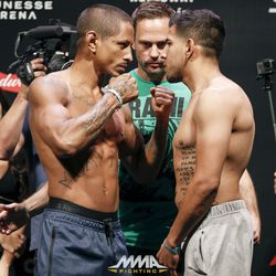Johnny Eduardo and Matthew Lopez square off at UFC 212 weigh-ins.