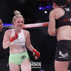 Heather Hardy smiles during her Bellator NYC fight.