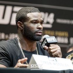 Tyron Woodley answers a question.