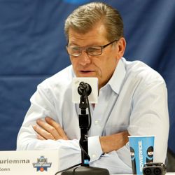 UConn head coach Geno Auriemma during the postgame press conference.