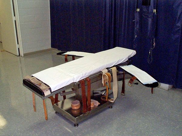 An execution gurney at Greensville Correctional Center in Jarratt, Virginia.