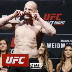 Patrick Cummins poses at UFC on FOX 25 weigh-ins.