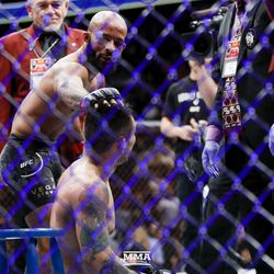 Demetrious Johnson talks to Ray Borg after UFC 216 fight.