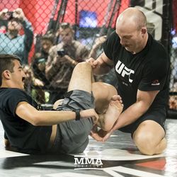 Patrick Cummins working on the ground at UFC on FOX 25 open workouts Thursday at UFC Gym in New Hyde Park, N.Y.