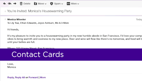 Yahoo mail contact cards