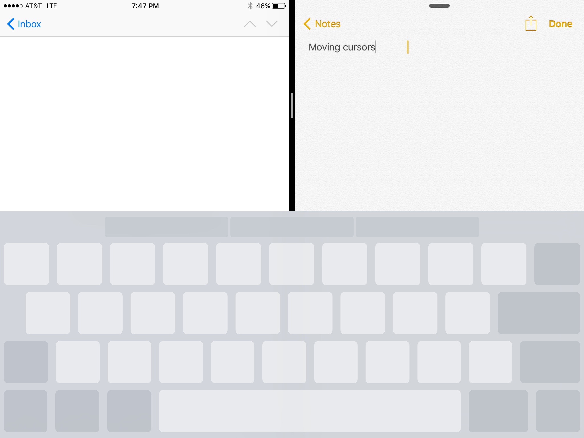 Cursor control in the iOS 9 keyboard