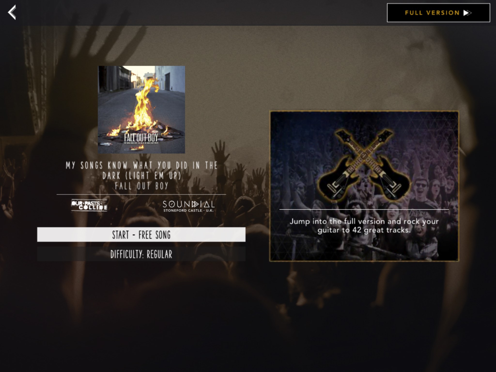 A screenshot of Guitar Hero Live's iPad version